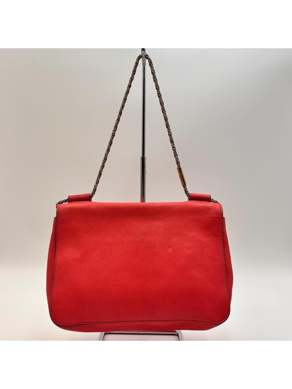 Chloé Square Elsie Chain Shoulder Bag Coral Pink Leather - Picture 11 of 11